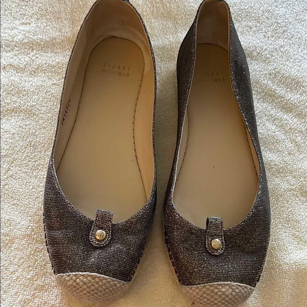 Stuart Weitzman Gray Loafers with Decorative Bow